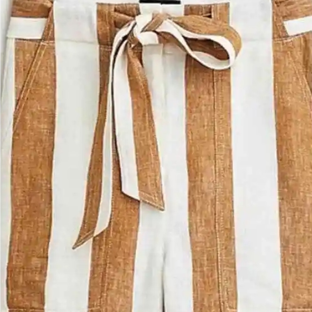J Crew Tie-Waist Striped Linen Pants NWT - Size 10 - Picture 2 of 3